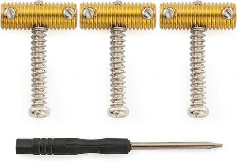 MusicLily Ultra Full Solid Brass Resked Threadled Trallergle Saddles for Fender Tele Style Electric Guitar ، مسامير النيكل (مجموعة من 3) in Kuwait