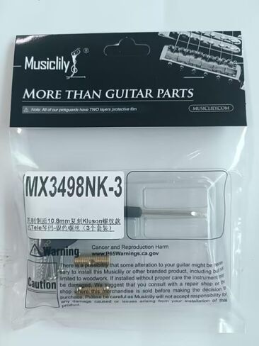MusicLily Ultra Full Solid Brass Resked Threadled Trallergle Saddles for Fender Tele Style Electric Guitar ، مسامير النيكل (مجموعة من 3) in Kuwait