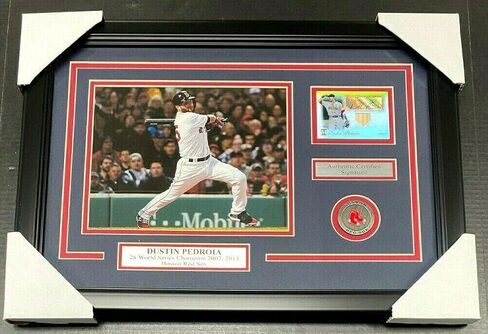 توقيع Topps Dustin Pedroia بطاقة موقعة مؤطرة مع 8x10 Photo Boston Sox - MLB بطاقات البيسبول موقعة in Saudi Arabia