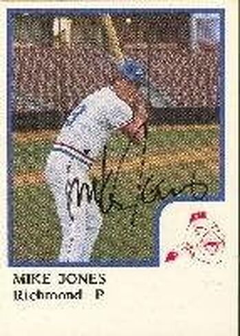 Mike Jones Richmond Braves - Braves Affiliate 1986 Pro Cards card - بطاقة League Minor. يأتي هذا العنصر مع شهادة أصالة من رياضة السيارات. موقعة - البيسبول in Kuwait