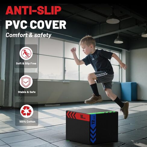 papababe 3-in-1 Plyometric Box Multi-use Jumping Exercise Equipment Trainer with Anti Slip Surface and High Density Foam for Workout Training in Saudi Arabia