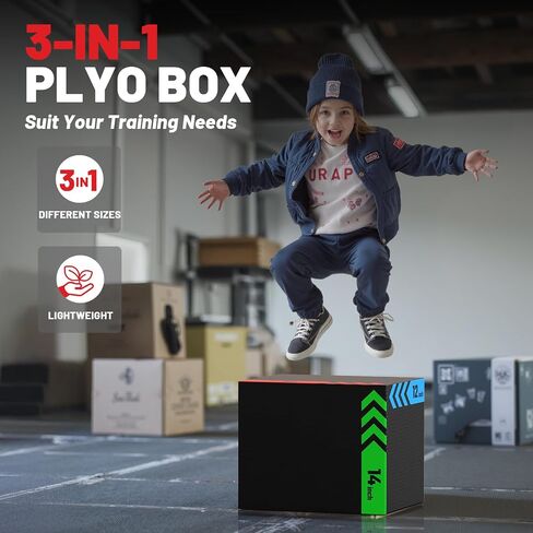 papababe 3-in-1 Plyometric Box Multi-use Jumping Exercise Equipment Trainer with Anti Slip Surface and High Density Foam for Workout Training in Saudi Arabia