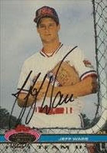 Jeff Ware Team USA 1991 Topps Stadium Club Card. يأتي هذا العنصر مع شهادة أصالة من رياضة السيارات. موقعة - MLB بطاقات البيسبول موقعة in Saudi Arabia