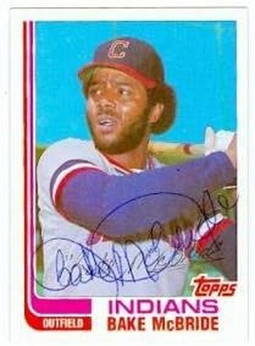 Bake McBride autographed baseball card (Cleveland Indians) 1982 Topps Traded #69T pen - Autographed Baseball Cards in Saudi Arabia