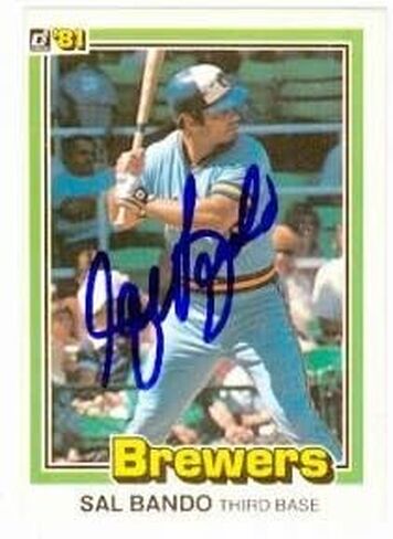 بطاقة البيسبول الموقعة Sal Bando (Milwaukee Brewers) 1981 Donruss #84 - بطاقات البيسبول الموقعة in Saudi Arabia