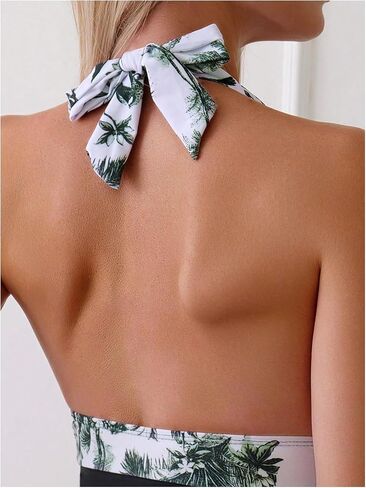 Verdusa Women's Colorblock Tropical One Piece Swimsuit Tummy Control Halter Bathing Suit in Saudi Arabia