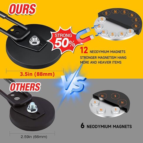 Extra Large Heavy Duty Magnetic Hooks for Hanging Garage Tools, 3.5in Ndfeb Strong Magnet Hook Heavy Duty, Super Big Magnetic Storage Utility Hook, Magnetic Hanger Holder Wall Mounted, 2 Pack in Kuwait