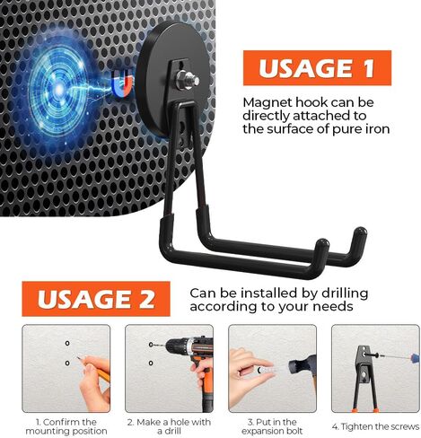 Extra Large Heavy Duty Magnetic Hooks for Hanging Garage Tools, 3.5in Ndfeb Strong Magnet Hook Heavy Duty, Super Big Magnetic Storage Utility Hook, Magnetic Hanger Holder Wall Mounted, 2 Pack in Kuwait