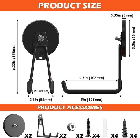 Extra Large Heavy Duty Magnetic Hooks for Hanging Garage Tools, 3.5in Ndfeb Strong Magnet Hook Heavy Duty, Super Big Magnetic Storage Utility Hook, Magnetic Hanger Holder Wall Mounted, 2 Pack in Kuwait
