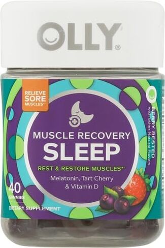 OLLY Muscle Recovery Sleep Gummies, Sleep and Sore Muscle Support, 3mg Melatonin, Tart Cherry, Vitamin D, Berry Flavor - 40 Count in Saudi Arabia