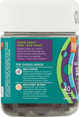OLLY Muscle Recovery Sleep Gummies, Sleep and Sore Muscle Support, 3mg Melatonin, Tart Cherry, Vitamin D, Berry Flavor - 40 Count in Saudi Arabia