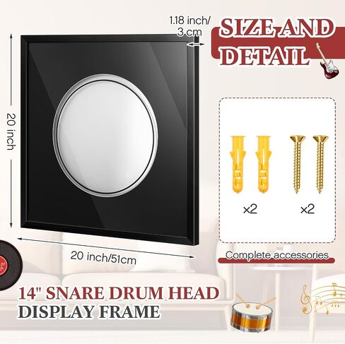 Drum Head Display Frame Wall Mount Wooden Drum Head Display Case Cabinet W/98% UV Acrylic Door Lockable Rack Storage Shadow Box for Collection Musician Collector Memorabilia(14" Drumhead) in Saudi Arabia