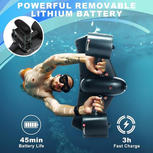 Oryxearth Dual Motor Underwater Scooter, 164FT Max Depth, 2 Speed Modes Control (1.79mph & 4.03mph) with Child Lock and Camera Compatible for Scuba Diving Snorkeling in Saudi Arabia