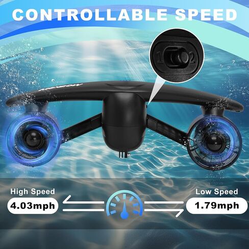 Oryxearth Dual Motor Underwater Scooter, 164FT Max Depth, 2 Speed Modes Control (1.79mph & 4.03mph) with Child Lock and Camera Compatible for Scuba Diving Snorkeling in Saudi Arabia