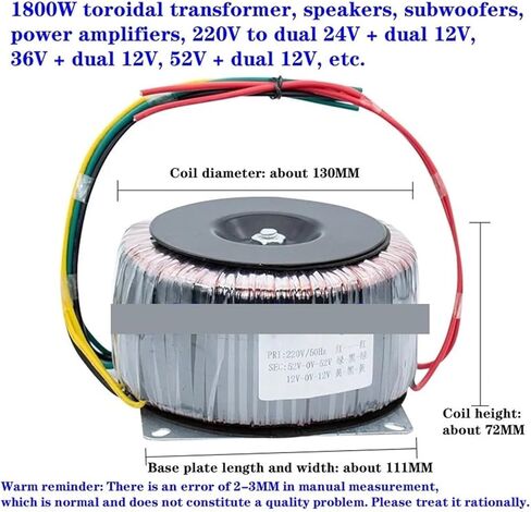 1800W محول Toroidal ، مكبرات صوت ، مضخمات الصوت ، مضخمات الطاقة ، 220 فولت إلى 24 فولت + مزدوج 12V ، 36V + مزدوج 12V ، 52V + مزدوج 12V (مزدوج 40V و 12V) in Kuwait