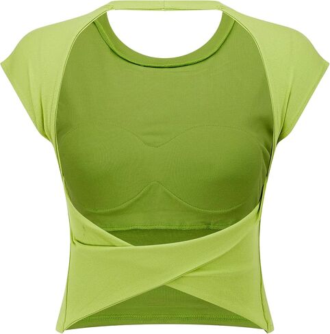 Open Back Workout Tops for Women Longline Sports Bras Padded Crop Tank Yoga Top Low Back Shirts with Built in Bra in Saudi Arabia