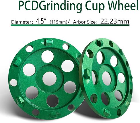 4.5 بوصة عدوانية PCD Cup Wheel Discs 6pcs PCD مقاطع لإزالة الطبقات الإيبوكسي/الطلاء الغراء/سطح الإسفلت/فينيل/اللوحات/المواد اللاصقة in Kuwait