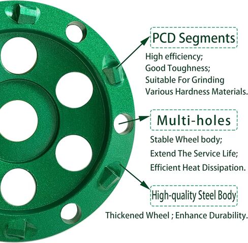 4.5 بوصة عدوانية PCD Cup Wheel Discs 6pcs PCD مقاطع لإزالة الطبقات الإيبوكسي/الطلاء الغراء/سطح الإسفلت/فينيل/اللوحات/المواد اللاصقة in Kuwait