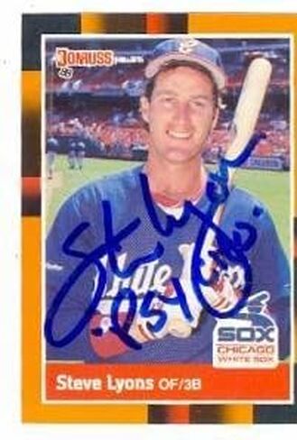 Steve Lyons autographed baseball card (Chicago Sox) 1988 Donruss Opening Day #291inscribed Psycho - Autographed Baseball Cards in Saudi Arabia