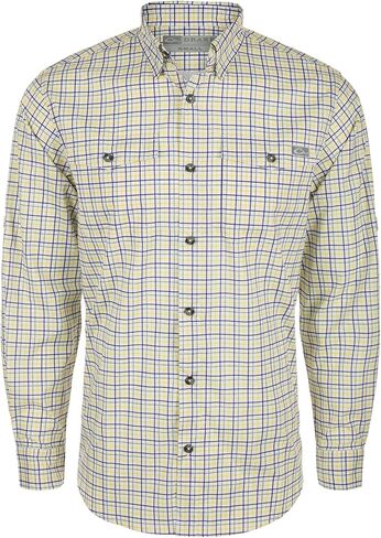 Drake Waterfool Men's Frat Tattersall Button-Down Long Sleeve الرطوبة غير الرسمية فتل ذلك قميصًا منقوشًا خفيف الوزن سريع in Saudi Arabia