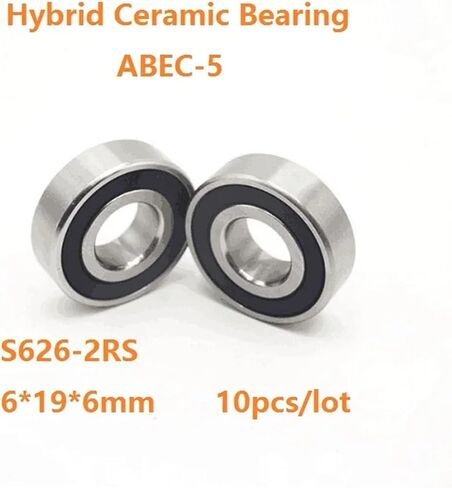 10pcs/Lot ABEC-5 S626-2RS S626RS 6 * 19 * 6MM غطاء مطاطي مزدوج يحمل محامل كرة سيراميك من الفولاذ المقاوم للصدأ SI3N4 in Saudi Arabia