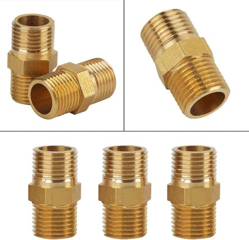 Generic 20 Pieces External Thread Brass Pipe Hex Nipple Fitting Nipple Air Pipe Water Fuel Household in Saudi Arabia
