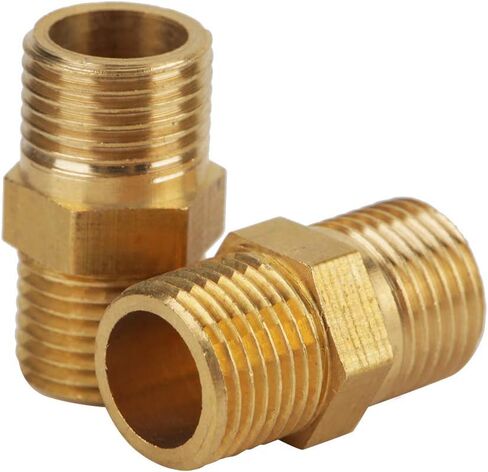 Generic 20 Pieces External Thread Brass Pipe Hex Nipple Fitting Nipple Air Pipe Water Fuel Household in Saudi Arabia