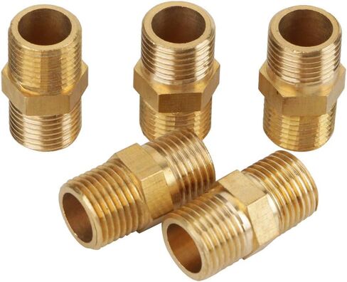Generic 20 Pieces External Thread Brass Pipe Hex Nipple Fitting Nipple Air Pipe Water Fuel Household in Saudi Arabia