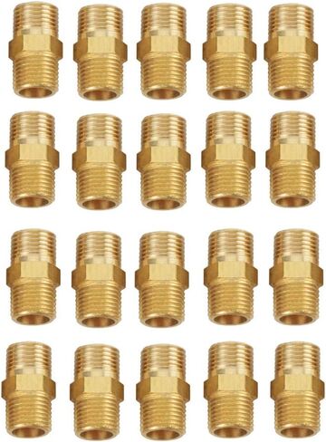 Generic 20 Pieces External Thread Brass Pipe Hex Nipple Fitting Nipple Air Pipe Water Fuel Household in Saudi Arabia