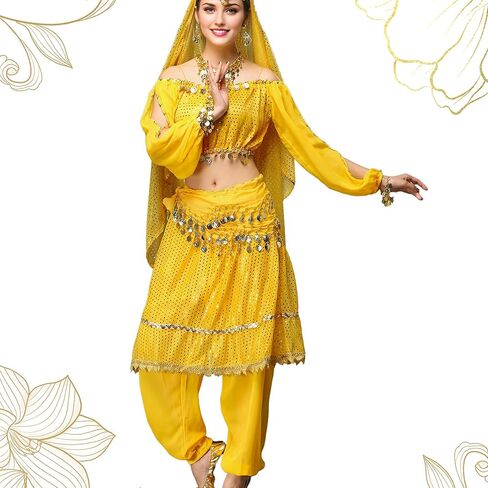 MUNAFIE Belly Dance Pants and Skirt for Fancy Dress Party Outfit Comfortable and Stylish Dancewear for Women Blue in Kuwait