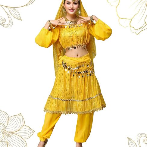 MUNAFIE Belly Dance Pants and Skirt for Fancy Dress Party Outfit Comfortable and Stylish Dancewear for Women Blue in Kuwait