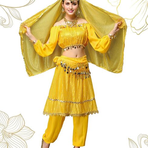 MUNAFIE Belly Dance Pants and Skirt for Fancy Dress Party Outfit Comfortable and Stylish Dancewear for Women Blue in Kuwait