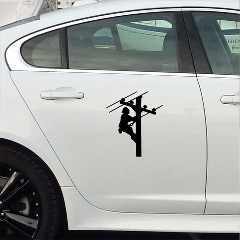 Lineman Fixer Electrician 1 (White) (Set Of 2) Premium Waterproof Vinyl Decal Stickers For Laptop Phone Accessory Helmet Car Window Bumper Mug Tuber Cup Door Wall Decoration in Kuwait