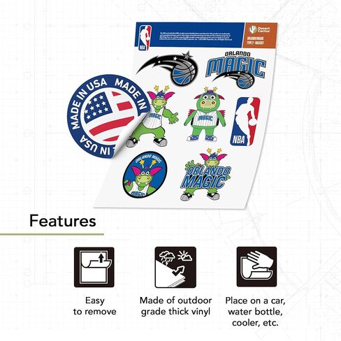Desert Cactus Orlando Magic NBA مرخص رسميًا ملصقات فينيل شارات محمول زجاجة ماء القرص (Type 2-Mascot) in Kuwait