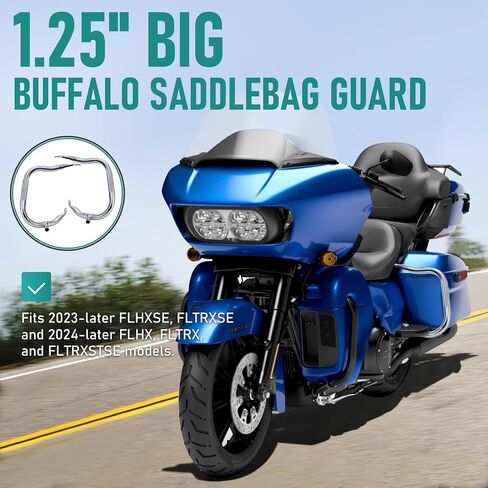 Mokitdora 2023-2025 Street Glide Road Glide Glide Saddlebag Guard Bars Bars 1.25 "Harley flhxse fltrxse flhx fltrx fltrxstse mount bracket round ، black in Saudi Arabia