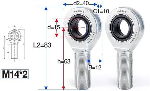 1PC Rod End Joint Bearings SA5E/6/8/10/12/15/17/20/25/30/35/40/45/50/60/70/SA80ES Right-Hand Spherical Plain Bearing Engine Parts(SA6E M6x1.0) in Saudi Arabia