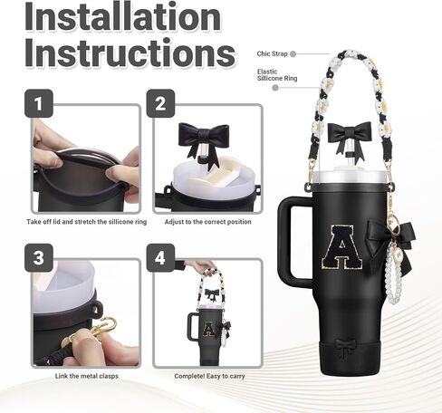7Pcs Pink Stanley Cup Accessories Set - Bow Straw Topper, Cute Bow Charm, Silicone Boot with Bow Design, Water Bottle Handle Strap and Letter Sticker for Cups Tumbler 40Oz 30Oz 20Oz M in Saudi Arabia