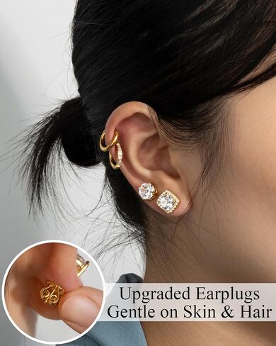 Surgical Steel Stud Earrings for Women Men, S925 Sterling Silver Hypoallergenic Cubic Zirconia Earrings Studs & Hoops Set, Big Brilliant Simulated Diamond CZ Halo Stud Earrings for Sensitive Ears in Saudi Arabia