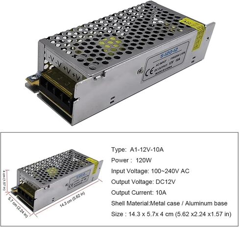 DC12V 10A 120W Switch LED Power Supply Adapter 110V-220VAC to 12V for WS2811 WS2815 5050 RGB LED Stirp CCTV(12V 10A A3) in Saudi Arabia