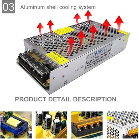 DC12V 10A 120W Switch LED Power Supply Adapter 110V-220VAC to 12V for WS2811 WS2815 5050 RGB LED Stirp CCTV(12V 10A A3) in Saudi Arabia