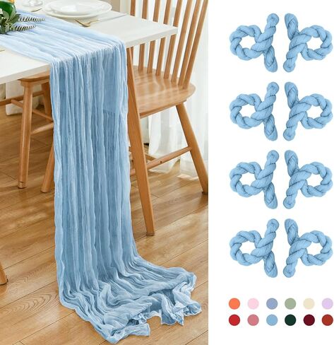 12 Pack Brown 10 Ft Cheesecloth Table Runner 21x120 Inch Boho Wrinkled Sheer Romantic Gauze Decor for Wedding, Bridal Shower, Birthday Party in Saudi Arabia