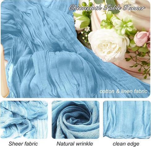 12 Pack Brown 10 Ft Cheesecloth Table Runner 21x120 Inch Boho Wrinkled Sheer Romantic Gauze Decor for Wedding, Bridal Shower, Birthday Party in Saudi Arabia