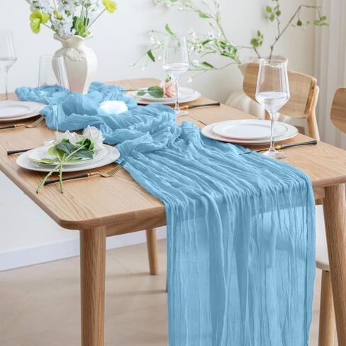 12 Pack Brown 10 Ft Cheesecloth Table Runner 21x120 Inch Boho Wrinkled Sheer Romantic Gauze Decor for Wedding, Bridal Shower, Birthday Party in Saudi Arabia