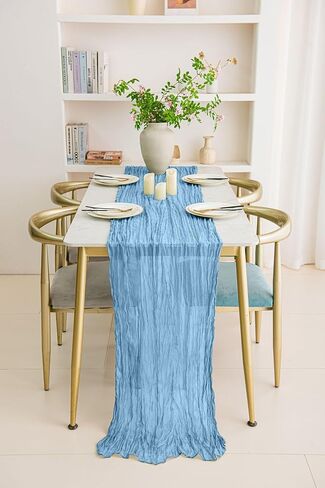 12 Pack Brown 10 Ft Cheesecloth Table Runner 21x120 Inch Boho Wrinkled Sheer Romantic Gauze Decor for Wedding, Bridal Shower, Birthday Party in Saudi Arabia