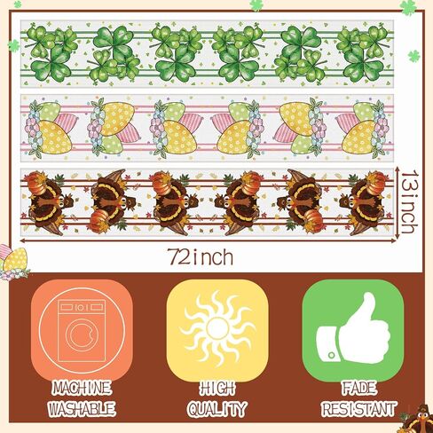 Honeydak 12 Pcs Holiday Table Runner Seasonal Farmhouse Table Decor 13 x 72 Inch Summer Fall Halloween Thanksgiving Christmas Decorations for Home Party Dining Room Kitchen in Saudi Arabia