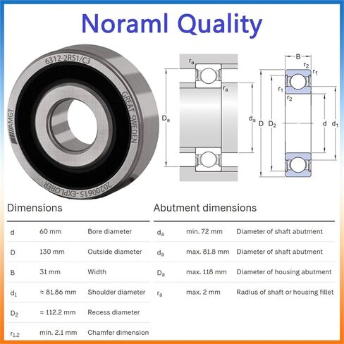 1pcs Bearing 6312 6312-2RS 6312-2Z 6312-2ZN 6312NR 6312-2RSNR Deep Groove Ball Bearing(6312NP5C3) in Saudi Arabia