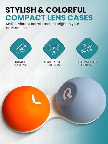 SPORTS WORLD VISION Contact Lens Travel Storage Flat Cases Soft Grip Bulk Buy Box Screw Top Marked R & L | 1 Pcs Per Order in Kuwait