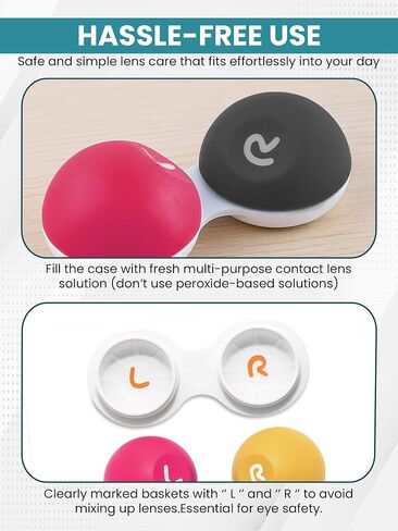 SPORTS WORLD VISION Contact Lens Travel Storage Flat Cases Soft Grip Bulk Buy Box Screw Top Marked R & L | 1 Pcs Per Order in Kuwait