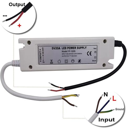 LED Power Supply 5Volt Power Adapter 5V 12A 20A 60W 100W 110V 220V AC to DC5V LED Strip Power Supply(5V 20A 100W) in Saudi Arabia