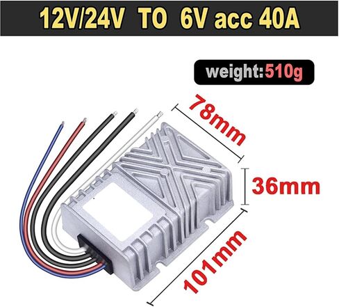 DC DC Buck Converter 12V 24V to 6V Voltage Regulator 40A 50A Step Down Power Supply Transform Module for Car Golf Cart(40A 101Silver Acc) in Saudi Arabia